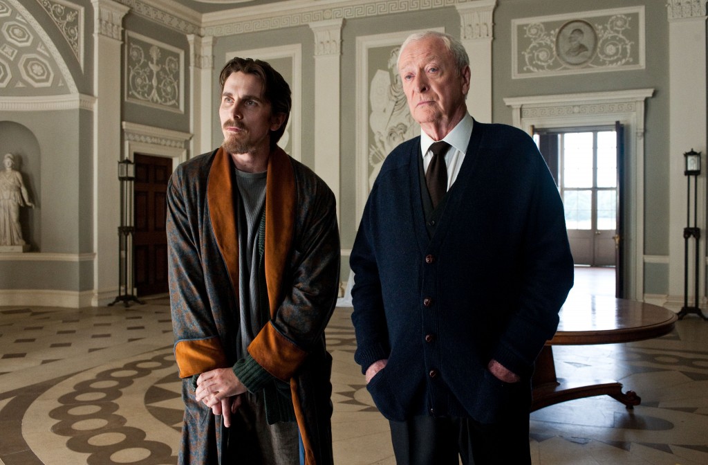 Christian Bale as Bruce Wayne and Michael Caine as Alfred in The Dark Knight Rises