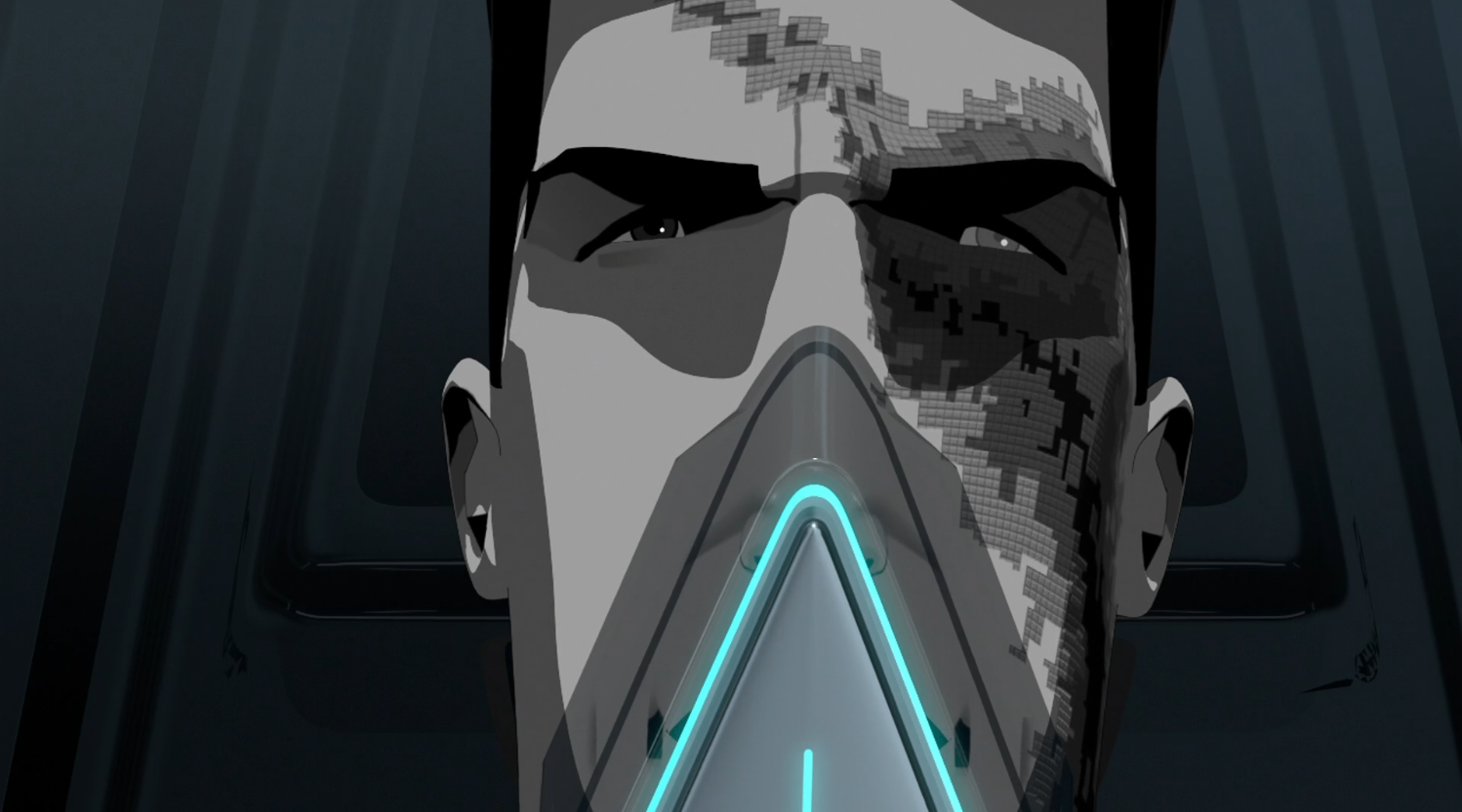 Tron with virus scars - Terminal- Terminal - Tron: Uprising