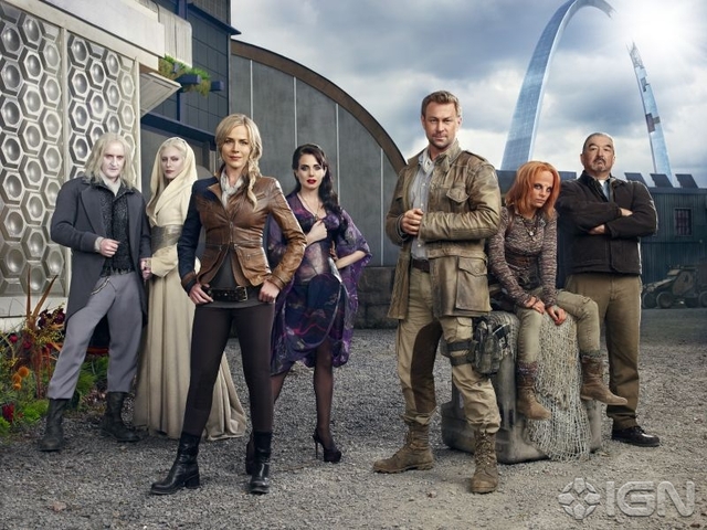 Tony Curran, Jaime Murray, Julie Benz, Mia Kirshner, Grant Bowler, Stephanie Leonidas and Graham Greene in Defiance