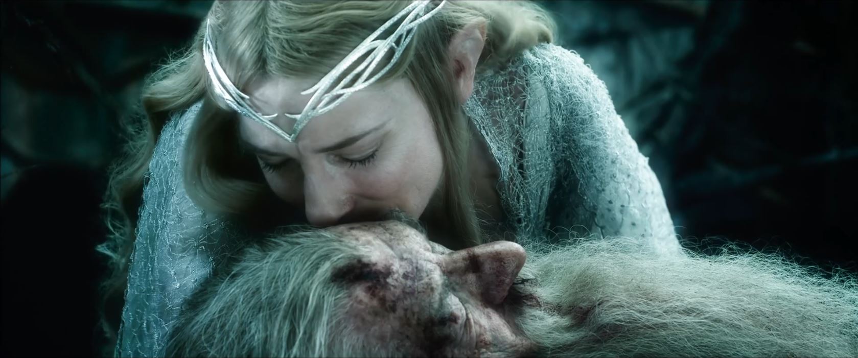 The Hobbit The Battle Of The Five Armies Trailer Cate Blanchett As Galadriel Kissing Gandalf