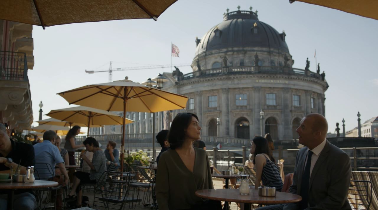 Berlin Station - MichelleForbes with the Bode Museum in the background