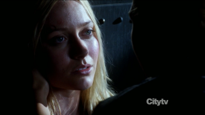 Georgina Haig in Fringe - The Bullet that saved the World as Etta dying.