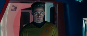 Chris Pine as Captain Kirk in Star Trek Into Darkness