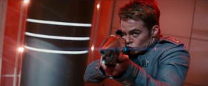 Chris Pine shooting guns in Star Trek