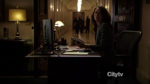 Root (Amy Acker) listening in on Special Council - Person of Interest