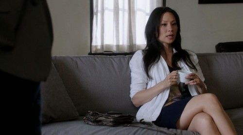 Lucy Liu short skirt as Watson Elementary Step Nine