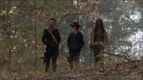 The Walking Dead season 4 finale -Rick, Michonne and Carl in the road