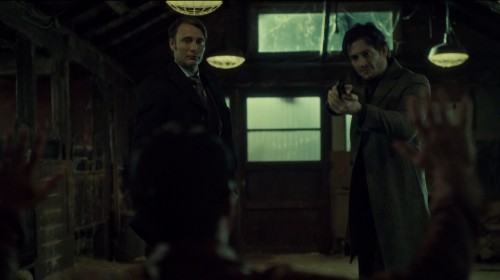 Hannibal Season 2 Episode 8 Su-zakana - Will and Hannibal with a gun