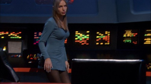 Enterprise season 4 Blu ray review - Jolene Blalock in skirt uniform as T'Pol