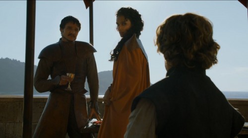 Game of Thrones 'The Mountain and The Viper' Review http://scifiempire.net Game Of Thrones - Oberyn (Pedro Pascal) and his paramour before the duel