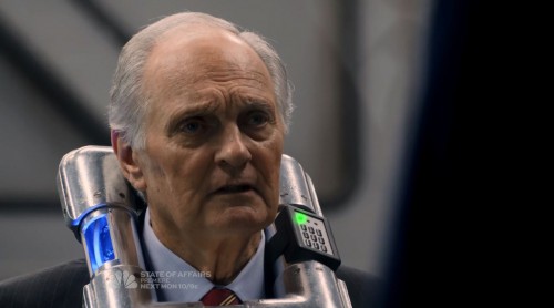 Alan Fitch (Alan Alda) with collar bomb - The Blacklist mid-season finale The Decembrist Review