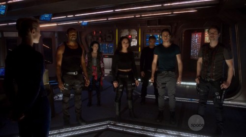 Dark Matter Series Premiere Review. Zoie Palmer, Roger Cross, Jodelle Ferland, Melissa O'Neill, Alex Mallari, Marc Bendavid and Anthony Lemke