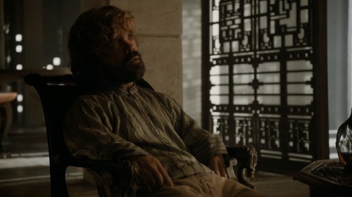 Peter Dinklage as Tyrion Lannister talking to Daenarys. Game of Thrones S5Ep8 Hardhome Review.