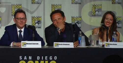 Michael Emerson, Kevin Chapman and Amy Acker at Comic Con 2015. Person of Interest Season 5 Preview