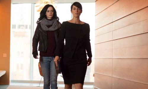 Carrie-Anne Moss as Jeri Holgrath and Krysten Ritter as Jessica Jones