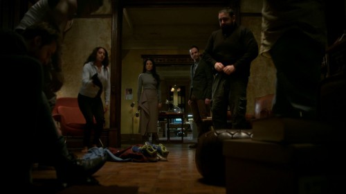 Joan watches Everyone take clothes off. Elementary S4Ep17