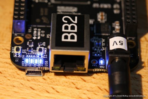 All 4 LEDs are on. Flashing your BeagleBone Black eMMC with Debian