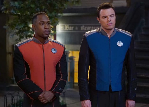 Captain Mercer and Lieutenant Commander John LaMarr on The Orville