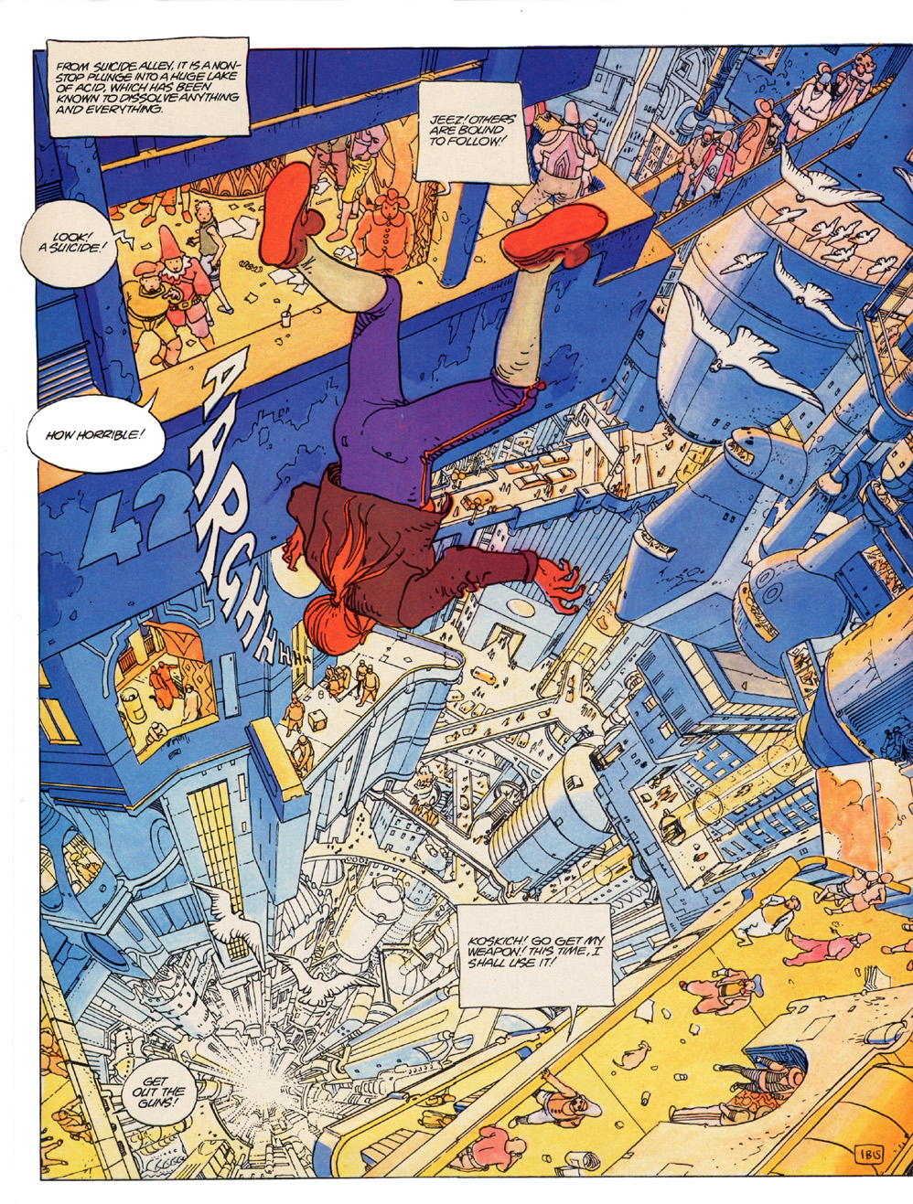 The Incal - John DiFool falling in Suicide Alley