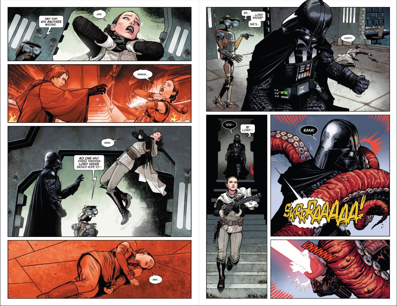 Review Issue 2 Star Wars Darth Vader (2020) - Vader strangling Padme and Sabe