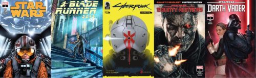 Summer 2020 comic covers Star Wars Cyberpunk 2077 Bounty Hunters Darth Vader Blade Runner 2019