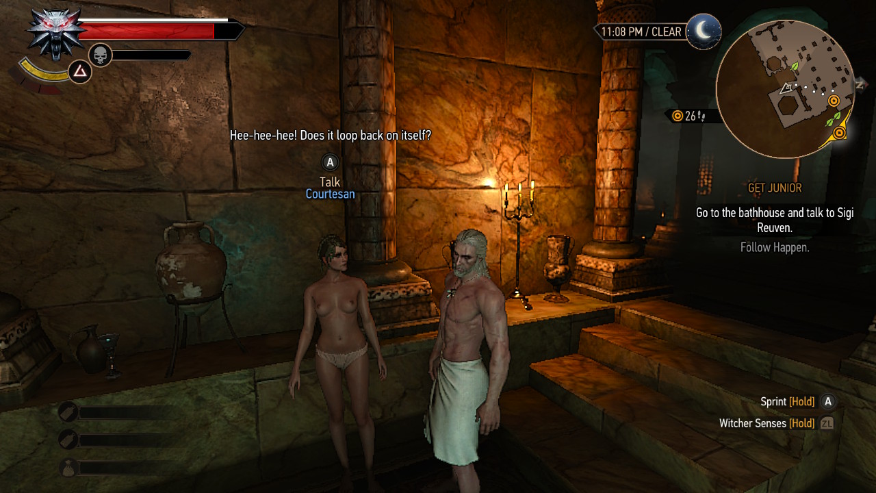 The Witcher 3 on Nintendo Switch topless bathhouse